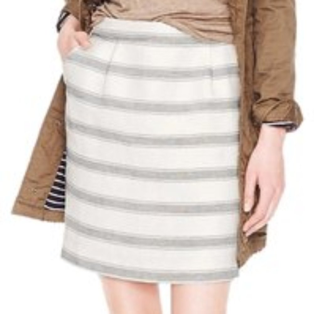 J. Crew White and Gray Stripped Mini Skirt